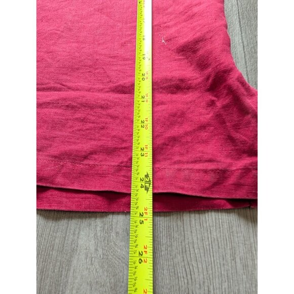 Josephine Chaus Sport Womens Red Linen Button-Up Short Sleeve Shirt L - Picture 7 of 8